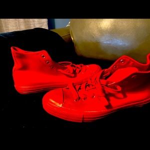 Red converse high top sneakers